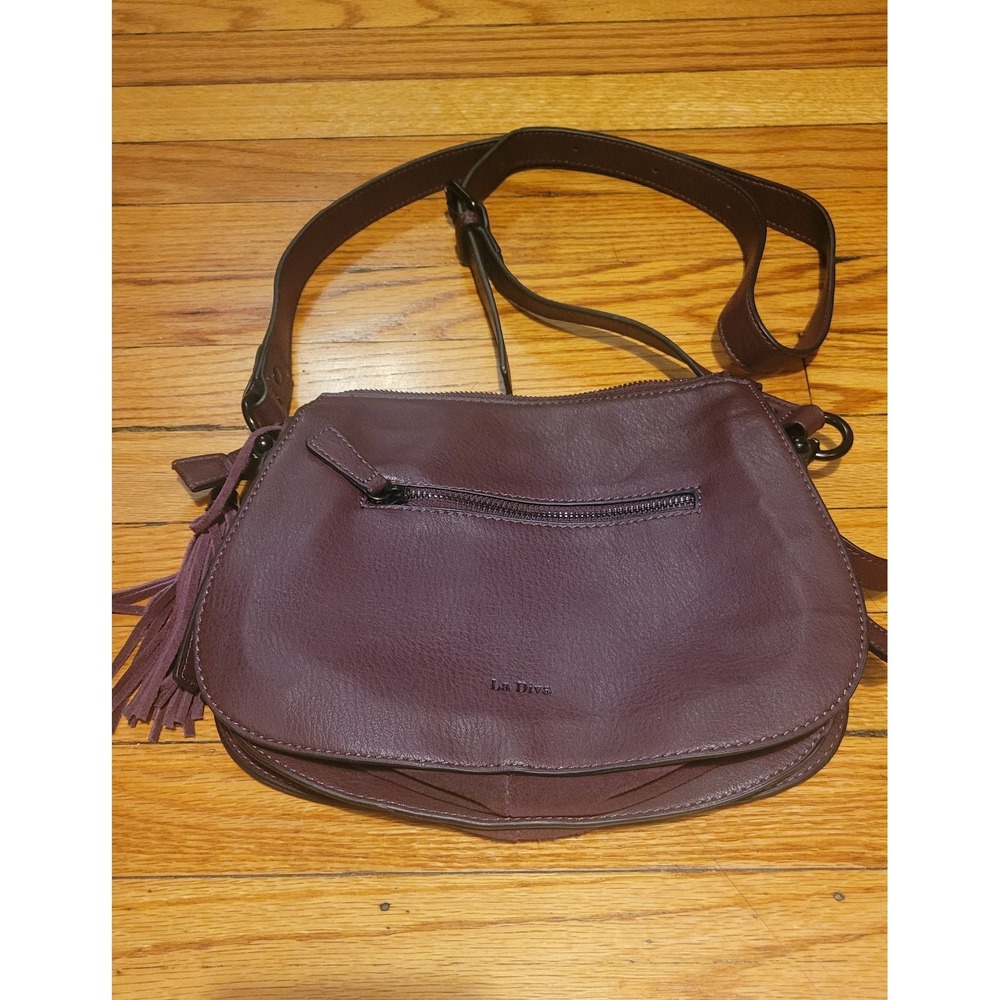 Vintage 90s La Diva Crossbody Leather Suede Burgundy Purse Great Condition